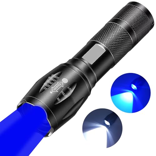 HYVCZP Wiederaufladbare 2-in-1-Taschenlampe, tragbare wasserdichte Taschenlampe, LED-Taschenlampe mit weißem und blauem Licht, Kombination zum Angeln, Karten und Seekarten von HYVCZP