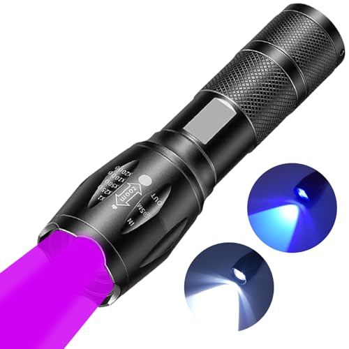 HYVCZP Wiederaufladbare 2 in 1 UV-Taschenlampe, tragbare wasserdichte Schwarzlicht-Taschenlampe, LED-Taschenlampe mit Weiß- und UV-Lichtkombination, Schwarzlicht Haustierurin-Detektor für HYVCZP Wiederaufladbare 2 in 1 UV-Taschenlampe, tragbare wasserdichte Schwarzlicht-Taschenlampe, LED-Taschenlampe mit Weiß- und UV-Lichtkombination, Schwarzlicht Haustierurin-Detektor für von HYVCZP