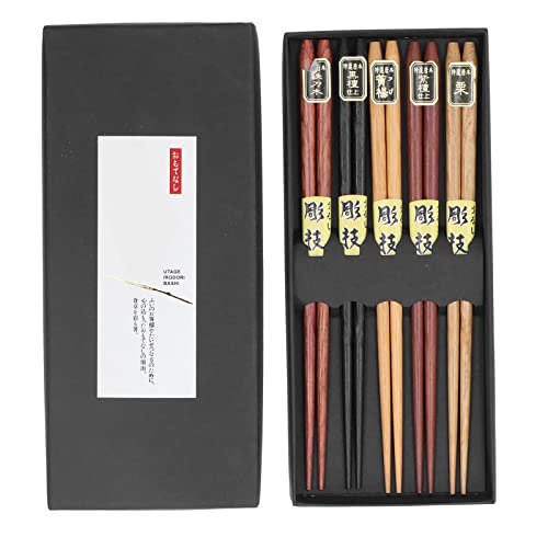 HYWHUYANG 5 Paar wiederverwendbare Essstäbchen, Essstäbchen-Geschenksets im klassischen japanischen Stil, Essstäbchen zum Kochen und Essen, 8,9 Zoll Länge (pointed chopsticks) von HYWHUYANG