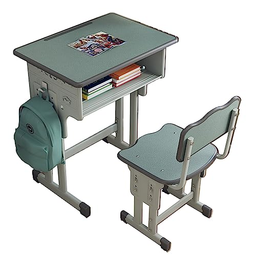 Kindertisch-Stuhl-Sets, Kinder-Schreibtischstuhl, Höhenverstellbarer, Ergonomischer Kinder-Schreibtisch, Computer-Arbeitsplatz Mit Großer Schublade, Integriertem Bücherregal (Color : E, S : 60x40x66 von HYXSHOP