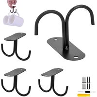 4 Stück hängender Tassenhalter, schwarzer Kaffeetassenhalter aus Metall mit 2 Haken, zum Aufbewahren und Aufhängen von Küchenutensilien, mit 8 von HYY AR