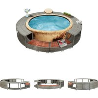 The Living Store Whirlpool-Umrandung Grau Poly-Rattan - Pool- & Whirlpool-Zubehör von HYY AR