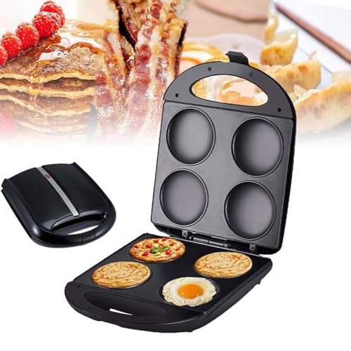 1400 W Mini-Antihaft-Grillplatte, elektrischer Arepa-Maker, tragbare Pfannkuchenpfanne, stellen Sie 4 einzigartige Flapjacks her, Einzellochdurchmesser 10 cm, für gesundes Kochen von Spiegeleiern, Bur von HYYKEJI