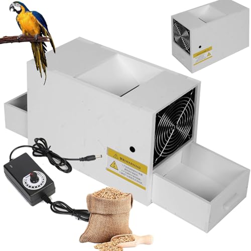 Geblasener Schalenteiler für Vogelfutter mit Doppelschublade, elektrische Getreidereinigungs-Wurfelmaschine, Ventilator mit einstellbarer Geschwindigkeit, vergrößerte Futteröffnung, für Hirse, Getreid von HYYKEJI