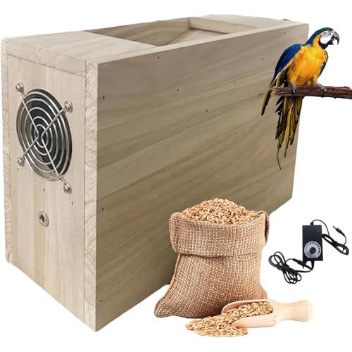 Hölzerner kleiner Spreu-Trenner, Vogelfutter-Getreide-Blasmaschine, Ventilator mit einstellbarer Geschwindigkeit, vergrößerte Futteröffnung, für Hirse, verschiedene Körner, Papageien-Vogelfutter von HYYKEJI