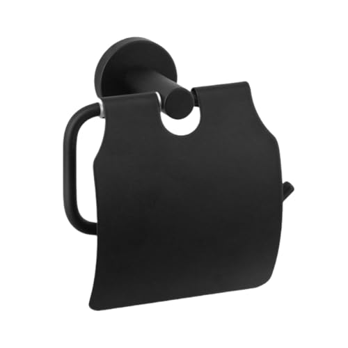 Badezimmer-Hardware 304 Edelstahl Mattschwarz Handtuchhalter Toilettenpapierhalter Seifenstück Zubehör, Schwarz mit Abdeckung Badezimmer-Hardware 304 Edelstahl Mattschwarz Handtuchhalter Toilettenpapierhalter Seifenstück Zubehör, Schwarz mit Abdeckung von HYYZZC