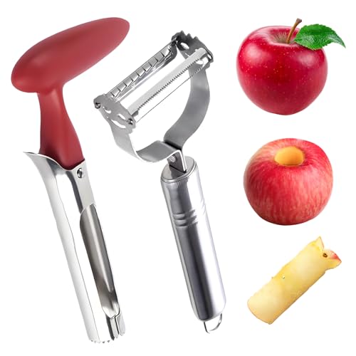Apfelentkerner, Doppelseitige Skinner, Apfelschneider Mit Ergonomischem Griff, Effizientes Entfernen Von Kernen für äpfel, Birnen und Paprika, Entkerner für Obst und Gemüse von HYZSHL