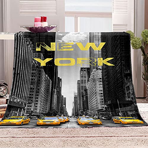 HYZSM Wohndecken Kuscheldecken 150x200cm,Kuscheldecke Flauschig Weich Flanell Warm Microfaser 3D New York Drucken,Decke Haus Büro Draussen für Sofa/Bett/Camping/Garten von HYZSM