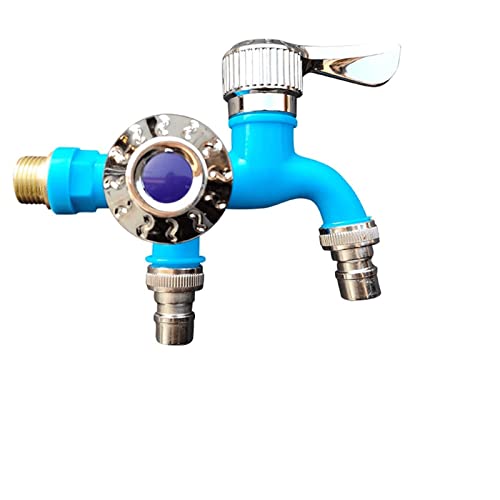Outdoor Antifreeze Dual Control Faucet,1/2'' Inch Double Water Tap,Sink Valve Diverter Faucet Splitter, Double Outlet Garden Tap,for Washing Machine, Mop Pool, Water Heater (Blue) von HYZSM