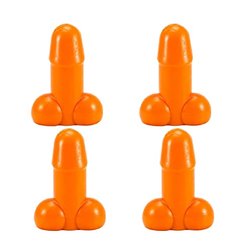 HZADY 4Pcs Prank Penis_Shaped Reifenkappe Luminous Penis_Dick Auto Rad Reifen Ventilschaftkappe Staubschutz passend for Autos LKW Fahrräder Motorräder (Color : Orange) von HZADY