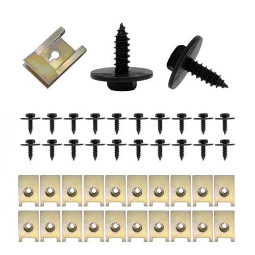 HZAOPZE 30 Paare Edelstahl Blechmutter,Schraube Mutter Clip,Schnappmutter Set,Kotflügelclips,Gewinde Clip Mutter Set,Karosserie-Blechmuttern,Blechschrauben Schwarz für Auto HZAOPZE 30 Paare Edelstahl Blechmutter,Schraube Mutter Clip,Schnappmutter Set,Kotflügelclips,Gewinde Clip Mutter Set,Karosserie-Blechmuttern,Blechschrauben Schwarz für Auto von HZAOPZE
