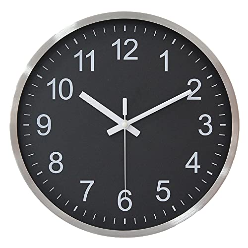 HZDHCLH 30cm geräuschlosem funkuhr wanduhr, digital Gross, für Wohnzimmer, Küche (Schwarz) von HZDHCLH