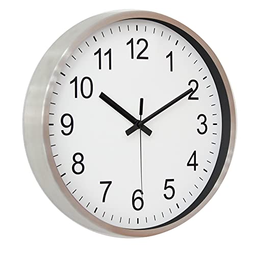 HZDHCLH 30cm geräuschlosem funkuhr wanduhr, digital Gross, für Wohnzimmer, Küche (Weiß) von HZDHCLH