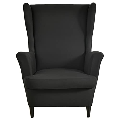 HZDHCLH Ohrensessel Überzug 2 Teilig mit Armlehnen modisch elastisch Sofa-Schutzbezug Möbelschutz Stuhlbezug geeignet für Sessel Wohnzimmer Schlafzimmer Hotel (Schwarz) von HZDHCLH