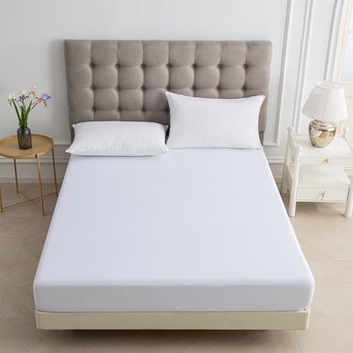 HZDHCLH Spannbettlaken 140x200cm Weiß Spannbetttuch bis 30 cm Bettlaken Boxspringbett Matratzenhöhe Mikrofaser in Vielen Größen von HZDHCLH