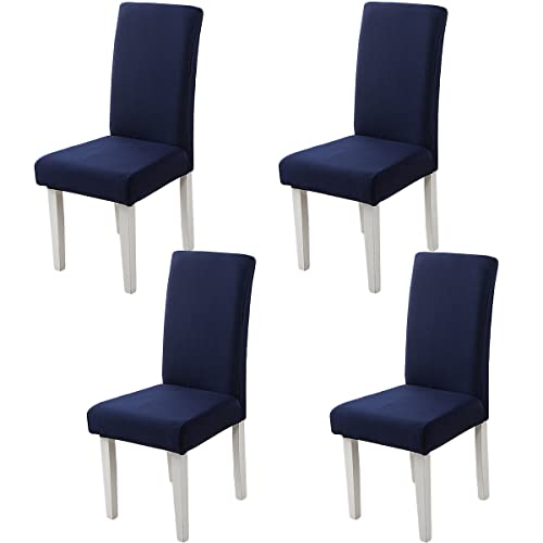 HZDHCLH Stuhlhussen 6er Set Stuhlbezüge Stretch abnehmbar, waschbar, Esszimmerstuhl-Schutzsitz für Hotel Restaurant Küche Hochzeitsfeier（Navy blau/4 Stück） von HZDHCLH