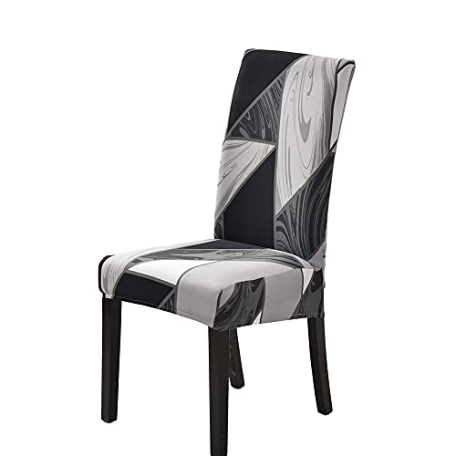 Stuhlhussen 4er set / 6er set Universal Stretch Stuhlbezug Moderne Elastische Abnehmbar Waschbar stuhlhusse für Familie Esszimmer Hotel Bankett Hochzeit Partys Deko (Schwarz und weiß, 4 Stück) von HZDHCLH
