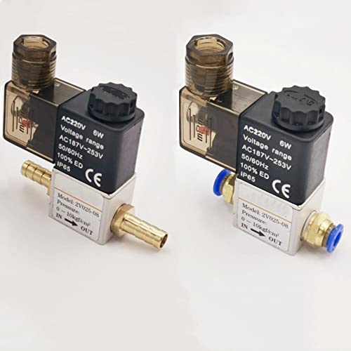 12V 24V 220V Pneumatisches elektrisches Magnetventil 2 Positionen 2 Anschlüsse Normalerweise geschlossenes Luftmagnetventil 6mm 8mm Schlauchanschluss 1St(Pc 6mm Fittings,AC110V) von HZDXWXOJ