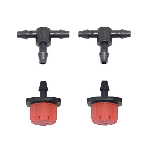 HZDXWXOJ Gartenbewässerung Tropfer Bewässerung 8 Löcher Roter Tropfer Einstellbarer Sprinkler 1/4 T-Stück Widerhakenanschluss Nebelanschluss 4/7 Schlauchadapter Bewässerung 120set von HZDXWXOJ