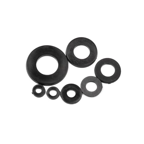 Hardware-Beschläge, 100 Stück/Set M2 M2,5 M3 M4 M5 M6 M8, schwarze Kunststoff-Nylon-Unterlegscheibe, flache Distanzscheibe, Isolierdichtungen, Distanzdichtungsring, Dichtungsscheibe(M8x16x1.5mm) von HZDXWXOJ