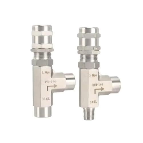 Männlich zu weiblich 1/4 Zoll 3/8 Zoll 1/2 Zoll Winkelstück 90 Grad 316L Edelstahl Einstellbare Feder Druckentlastung Sicherheitsventil 6000(Npt-cp 10-75,0.25 Inch) von HZDXWXOJ