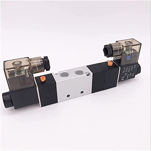 Pneumatisches Luftmagnetventil 4V330E/C/P-08/10 Doppelspulenanschluss 1/4 Zoll 3/8 AC220V 5/3-Wege-Steuerventil Licht Nützlich(110v,4V330C 08) von HZDXWXOJ