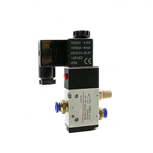 Pneumatisches Magnetventil 3V210-08 DC12V DC24V AC110V AC220V 3-Wege-2-Positionen-Luftwegeventil Gasmagnetventil 1St(3v210-08-w 8mm,Schwarz) von HZDXWXOJ