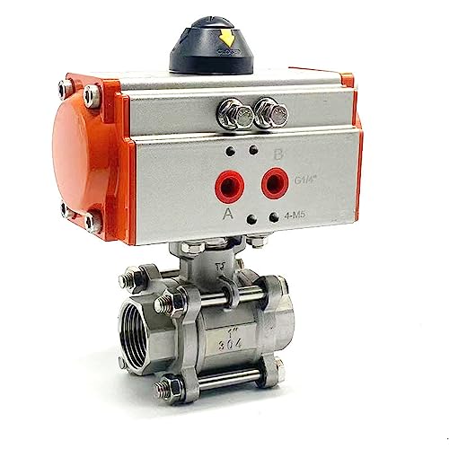 Q611F-16P 1 Zoll dreiteiliger pneumatischer Kugelhahn aus Edelstahl 304 mit hoher Plattform und doppeltwirkendem Zylinder, 1 Stück(Single Action) von HZDXWXOJ