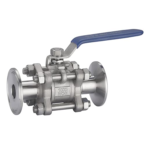 Ventil 1/2" 3/4" 1" SS304 Edelstahl Sanitär-Kugelhahn 3 dreiteiliger Tri-Clamp-Kugelhahn mit Ferrule(1.5 Inch) von HZDXWXOJ