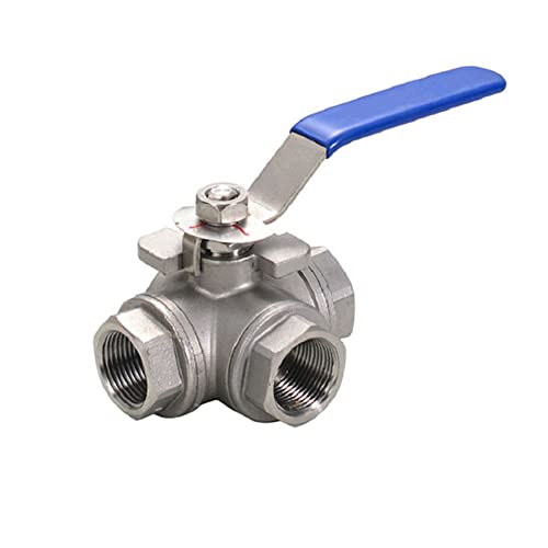Ventil 304 Edelstahl 1/4 3/8 1/2 3/4 1" BSP Innengewinde voller Anschluss T/L-Anschluss 3-Wege-Kugelhahn-Anschlussadapter for Wasser, Öl, Luft, Gas(L-type,0.5 Inch) von HZDXWXOJ