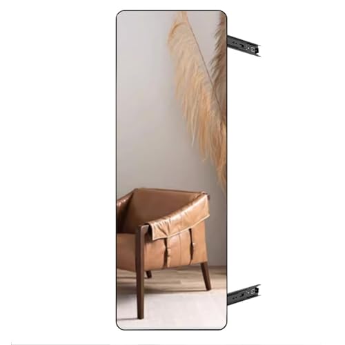 Ganzkörperspiegel mit klappbarem, drehbarem und verschiebbarem Design, versteckter, an der Wand montierter Kosmetikspiegel im Schrank, Ankleidespiegel mit schwarzem Metallrahmen(130*40cm (51.18*15.75i von HZEPDVT