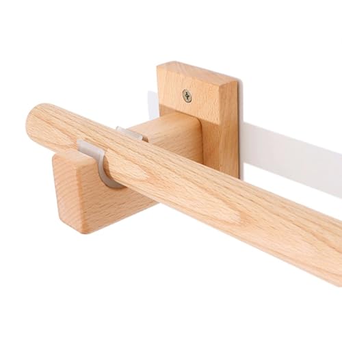 HZEPDVT Buchenfarbene Einzelstangen-Gardinenstangenhalterung, seitlich montiert, Feste Vorhangschiene mit 29 mm Durchmesser, geeignet for Ösenvorhänge mit 63 Zoll(120cm(47.2in)) von HZEPDVT