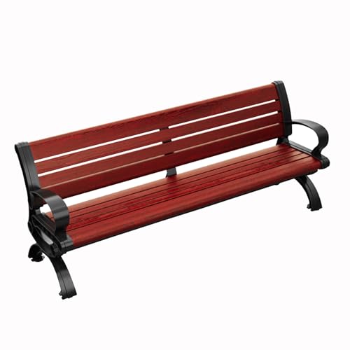 HZEPDVT Gartenbank, Terrassenbank aus Aluminiumguss, wetterfester Outdoor-Stuhl mit Rückenlehne und Armlehnen, geeignet for Garten, Veranda und Park (rot) von HZEPDVT