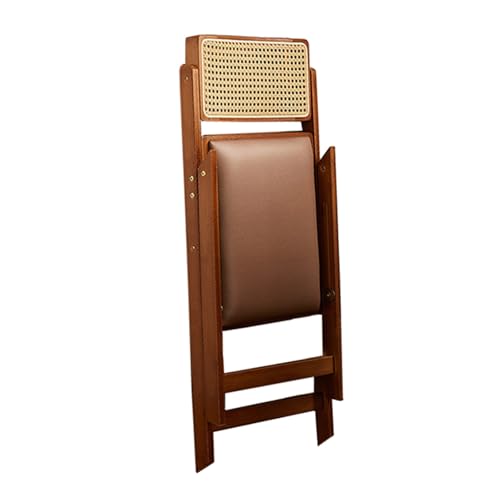 HZEPDVT Klappbarer, platzsparender Klappstuhl mit Rückenlehne, gepolsterter Sitzflächenstuhl, Nan Bambus-Rattan-Massivholz-Klappstuhl, 1 Stück(Teal) von HZEPDVT