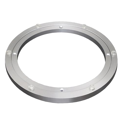 HZEPDVT Lazy Susan Esstisch, Basis aus Aluminiumlegierung, drehbares Schienenlager, Haushaltsmarmorplatte, runder Glastisch, drehbarer Kern, 490 mm, Silber(450mm) von HZEPDVT