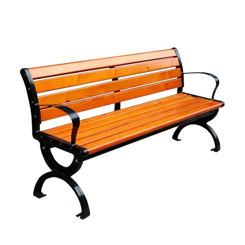 HZEPDVT Outdoor-Parkbank aus Holz for die Veranda, antiseptisches Holz, Doppellatten-Terrassensofa mit Rückenlehne, tragende, stabile Parkbank, rostfrei(150 * 40 * 73cm) von HZEPDVT