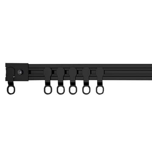 HZEPDVT Selbstklebende Vorhangschiene for Decke oder Wand, Bohren erforderlich, geräuschlose Schiene mit Rollen und Verschluss, 110 cm (43,3 Zoll)(200cm(78.7in),Side Mount) von HZEPDVT