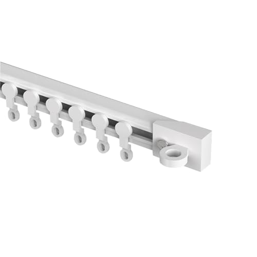 Stanzbare und klebrige, leise Vorhangschiene mit hängendem Rad, weiße, Oben und seitlich montierte Doppelzweck-Klebeschiene(100cm(39.4in),Side) von HZEPDVT