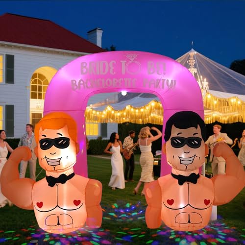 HZGDEJTG Aufblasbarer Bogen mit integrierten LED-Lichtern und bunten rotierenden Lichtern für Junggesellenabschied, aufblasbare Dekorationen, geeignet für Outdoor, Garten, Hof, Rasen, 3 m HZGDEJTG Aufblasbarer Bogen mit integrierten LED-Lichtern und bunten rotierenden Lichtern für Junggesellenabschied, aufblasbare Dekorationen, geeignet für Outdoor, Garten, Hof, Rasen, 3 m von HZGDEJTG