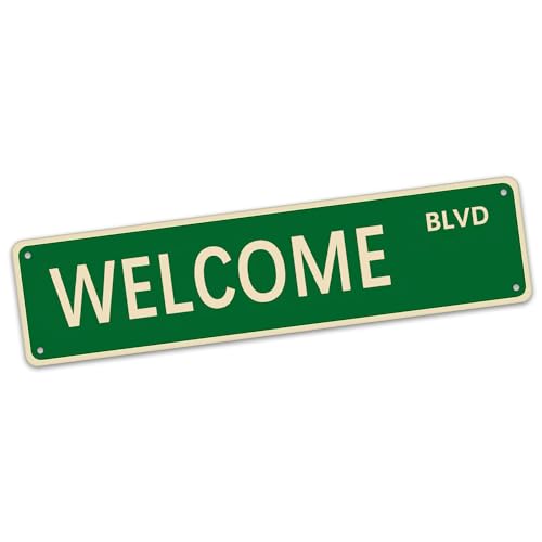 Welcome Blvd Metall-Blechschild, Wandschild, Wandaufkleber, Kunstdekoration für Eingang, Veranda, Flur, Hof, Garten, 40,6 x 10,2 cm Welcome Blvd Metall-Blechschild, Wandschild, Wandaufkleber, Kunstdekoration für Eingang, Veranda, Flur, Hof, Garten, 40,6 x 10,2 cm von HZHAOHE