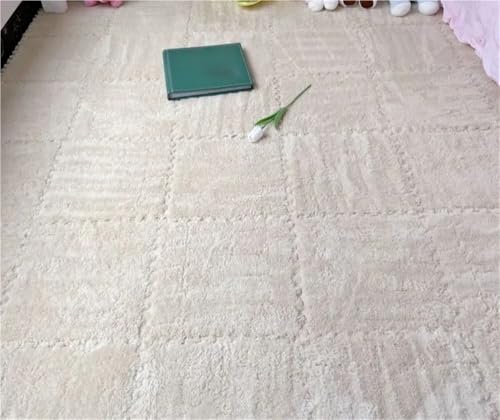 10 Stück Spielteppiche, Schaumstoff-Teppichfliesen, zuschneidbare Bodennaht for Wohnzimmer-Schlafzimmer-Dekoration(Beige) von HZLXF1