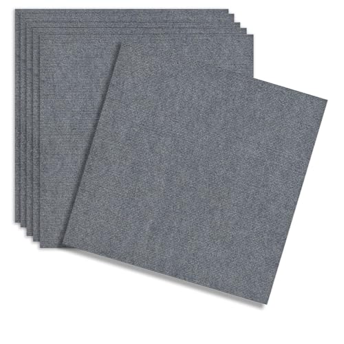 HZLXF1 12 Stück DIY-Puzzlematten, Dicke Teppichfliesen, Selbstklebender, strapazierfähiger Bodenbelag for Büro- und Spielzimmer(Light Gray) von HZLXF1