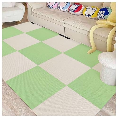HZLXF1 12 Stück Selbstklebende Bodenfliesen, abziehbare und aufklebbare Teppichquadrate, weiche Teppichfliesen, abnehmbare Puzzlematte for das Fitnessstudio zu Hause(Beige+Green) von HZLXF1