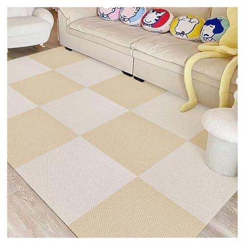 HZLXF1 12 Stück Selbstklebende Bodenfliesen, abziehbare und aufklebbare Teppichquadrate, weiche Teppichfliesen, abnehmbare Puzzlematte for das Fitnessstudio zu Hause(Camel+Beige) von HZLXF1