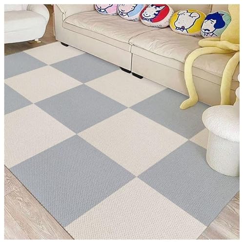 HZLXF1 12 Stück Selbstklebende Bodenfliesen, abziehbare und aufklebbare Teppichquadrate, weiche Teppichfliesen, abnehmbare Puzzlematte for das Fitnessstudio zu Hause(Light Gray+Beige) von HZLXF1