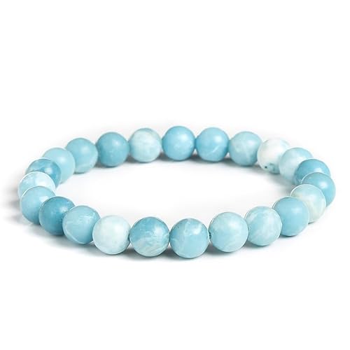 HZLXF1 6mm 8mm 10mm 12mm Naturstein Perlenarmband for Männer und Frauen (Size : 9-10mm, Color : Larimar Stone) von HZLXF1