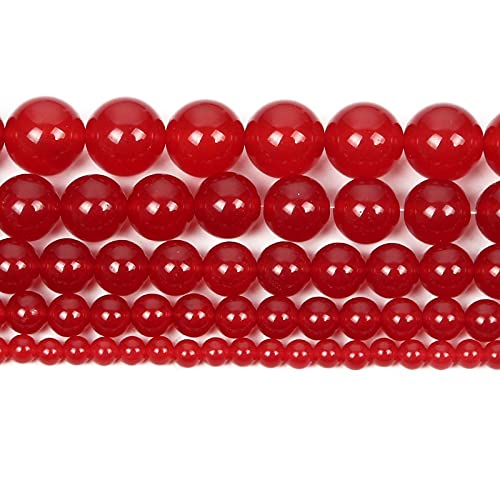 HZLXF1 Natürliche Steinperlen Tiefes rote Chalcedon Charme runde lose Perlen for Schmuckherstellung Handarbeit DIY. Armbandstrang 4-12 mm (Item Diameter : 4mm About 92 pcs) von HZLXF1