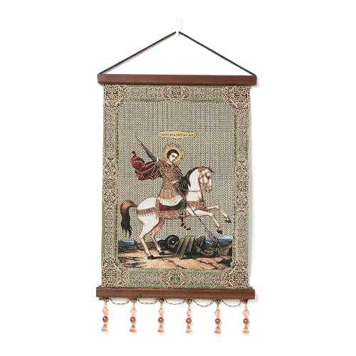HZMAN Ritter Templer Malerei Retro Handgefertigte Weben Wandkunst Dekor Mittelalterliche Kreuzfahrer Ästhetisches Bild für Wohnzimmer Schlafzimmer Holz eingerahmt 17x12 Zoll von HZMAN