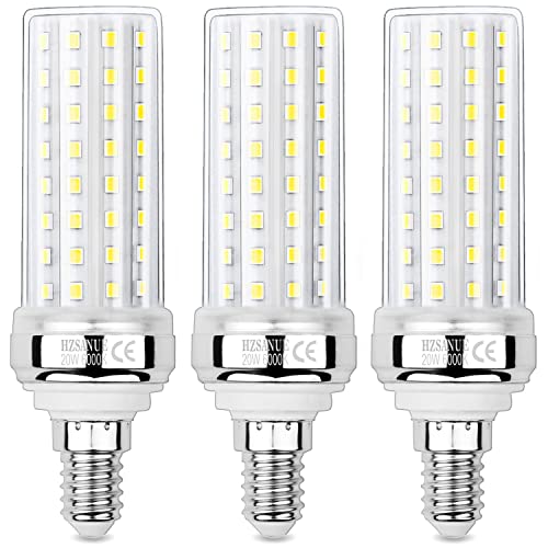 HZSANUE E14 LED Mais Lampen 20W, 6000K Tageslichtweiß, 2200Lm,Kleine Edison Schraube Kerze Leuchtmittel, 150W Glühlampen Äquivalent,Nicht Dimmbar, 3er-Pack von HZSANUE