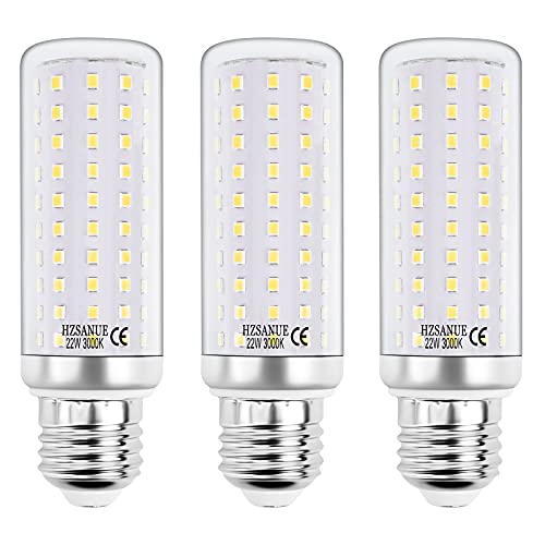 HZSANUE E27 LED Mais Lampen 22W, 3000K Warmweiß, 2500Lm, Edison Schraube Kerze Leuchtmittel, 180W Glühlampen Äquivalent,Nicht Dimmbar, 3er-Pack von HZSANUE